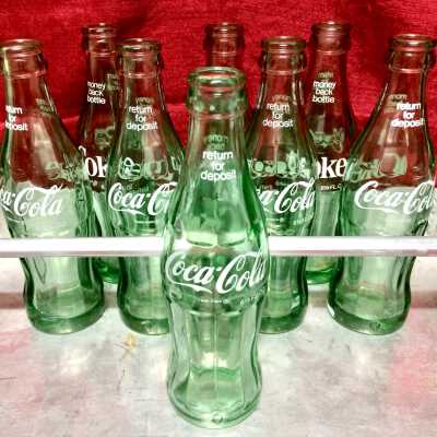 6 1/2 fl. ounce glass Coca-cola money back bottles, c1960s/2001
