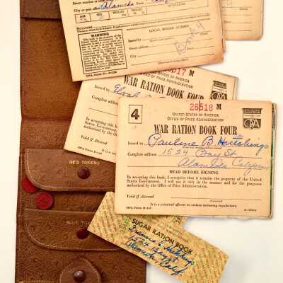 War Ration Booklets and coverlets of the Burckhalter and Hutchings family, c. 1941-1945