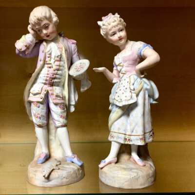 Pair of German bisque figurines from the Stone family, c. 1880s