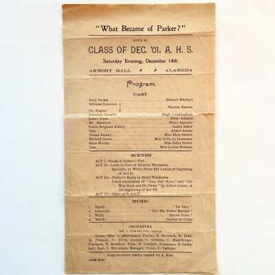 Program Alameda High School Play 'What Became of Parker?', 1901