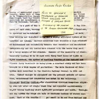 Report (Copy) of operation and maintenance of commuter trains, 1922