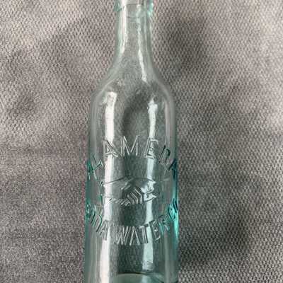 Pale aquamarine glass 'Alameda Soda Water' bottle, c. 1890-1900