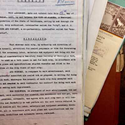 Expanding folder with documents about Washington Park, 1924-1932