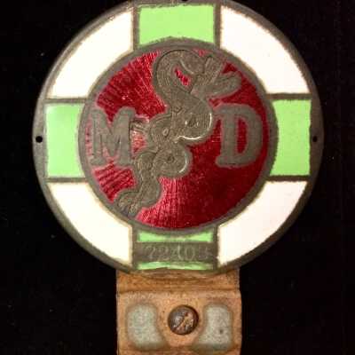 Doctor's car bumper emblem of Dr. Paul Shumaker, prior 2009