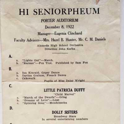 Program High School Senior Class production, 1922