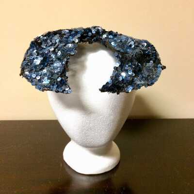 Hat of wired net with blue sequins, c. 1890s
