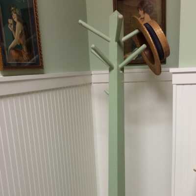 Pale green coat tree from Frank's Barber Shop, 1930s