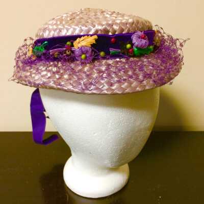Lavender straw hat of Mrs. Shirley Calpestri Craig, 1945