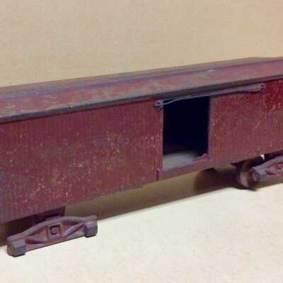 Dark Red Cast Iron Toy Box Car, c. 1900
