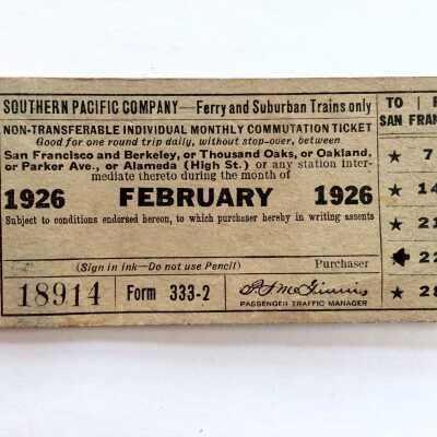 Booklet of Southern Pacific Electric Train Tickets, 1926