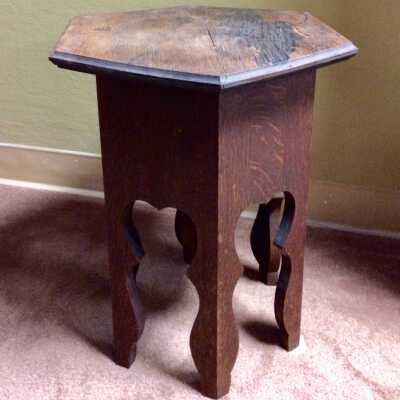 Oak taboret table of the Starr family of 2033 Encinal Ave, c. early 1900s