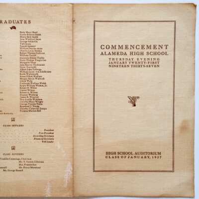 Program Commencement Alameda High School Class of January 1937