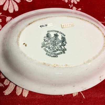 Oval white ironstone dish, Thomas Hughes & Son, of the Meyers family, after 1891