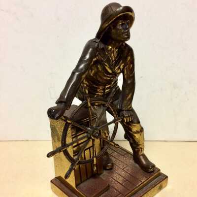 Cast-iron seaman bookend by Leonard Craske, of Lester Stone, c. 1920s