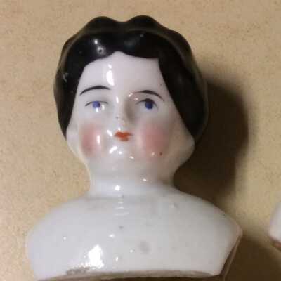 Painted porcelain doll head signed with 8, c. 1880s