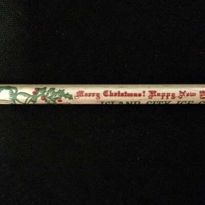 Island City Ice Co Christmas advertising pencil, c. 1920s