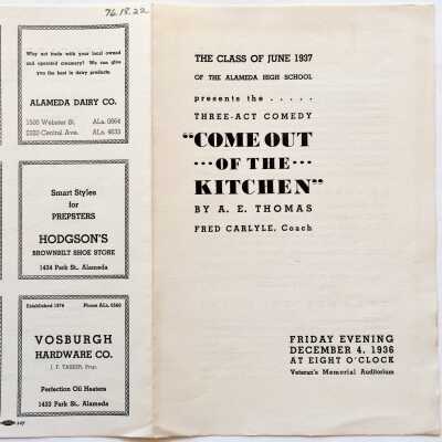 Program Comedy, Class of 1937, Alameda High School, 1936