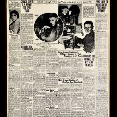 Plasticized framed newspaper article, 1923