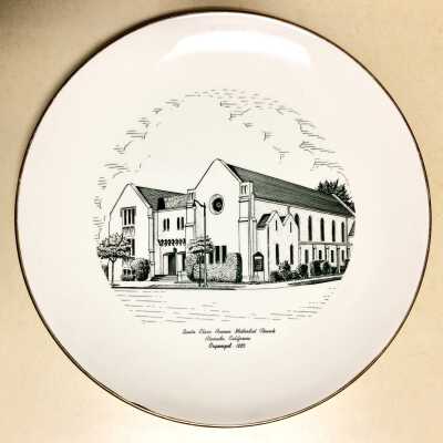 Commemorative plate of the Santa Clara Ave. Methodist Church, c. 1960s