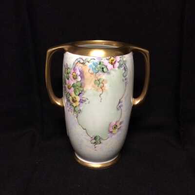 Porcelain vase painted with medallion design by Jorgensen, c. 1920s-1930s