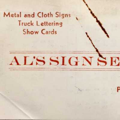Business card for Al's Sign Service, prior 2000