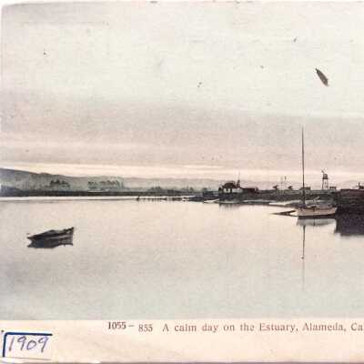 Postcard of boats on the Estuary, 1909