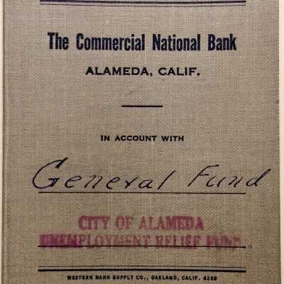 Commerical National Bank account book, for City Unemployment Relief Fund, 1933-1935