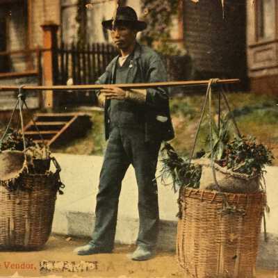 Postcard of a Chines Vegetable Vendor, early 1900s
