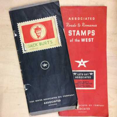 Promotional stamp albums from the Tidewater-Associated Oil Co., c. 1930s