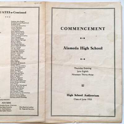 Alameda High School Commencement Program, June 1933