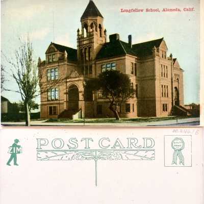 Postcard of Longfellow School (demolished), c. early 1900s