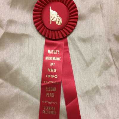 Ribbon 2nd place in Independence Day Parade 1990 for 6-seat bicycle