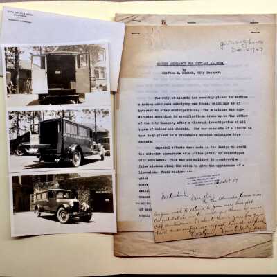 Photos and documents relating to the Police Ambulance, 1927