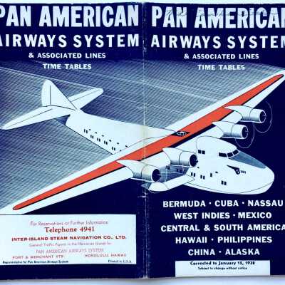 Timetable for Pan American "China Clipper" route, Jan 1938