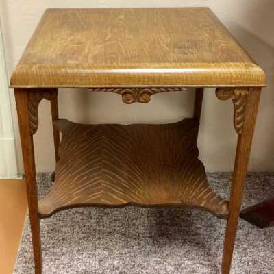 Oak parlor table from the Perkins family, c. early 1900s