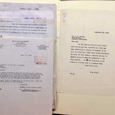 Folders with City documents about milk and salt water, 1923-1928