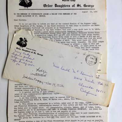 Letter of disbanding of the Order of the Daughters of St. George, 1976