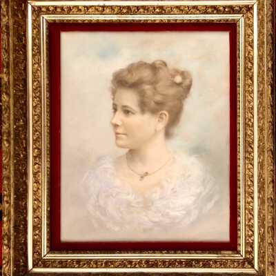 Framed Pastel portrait of Elizabeth Chipman, c. 1880s