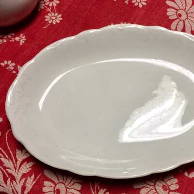 Wood & Son White oval platter with raised decorative border, c. early 1900s