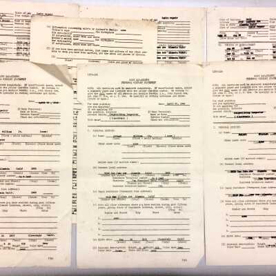 Navy application forms filled out by William Priest Jr., 3015 San Jose, 1946
