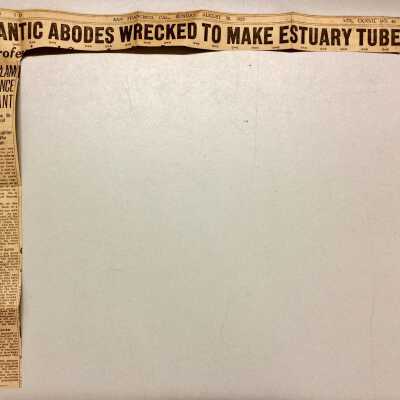 Clipping about demolition of buildings for construction Posey Tube, 1925