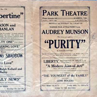 Program coming attractions Park Theatre, 1915