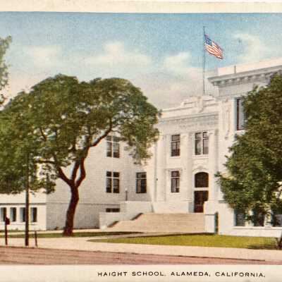 Photo Postcard exterior Haight School, late 1920s