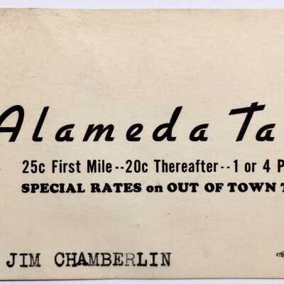 Business card for Alameda Taxi, c 1930s-1940s