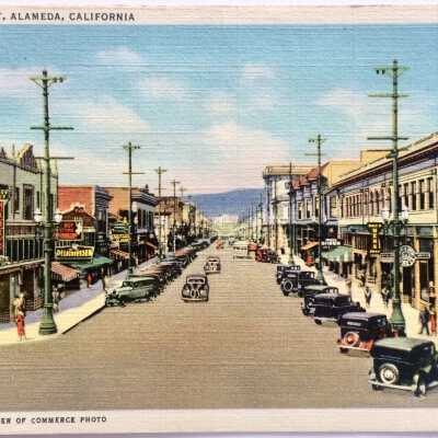 Postcard of Park Street, looking North from Alameda Ave, c. 1930s