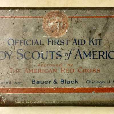 Metal 'Official First-Aid Kit, Boy Scouts of America', c. 1930s