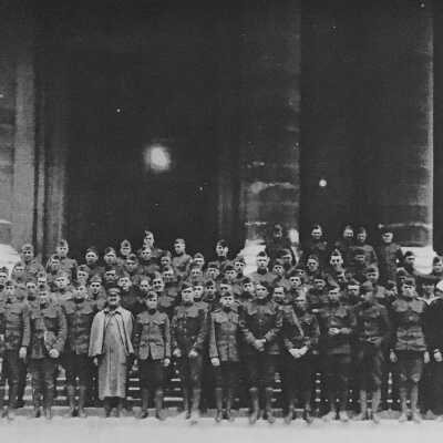 group photograph: Print-out on display.