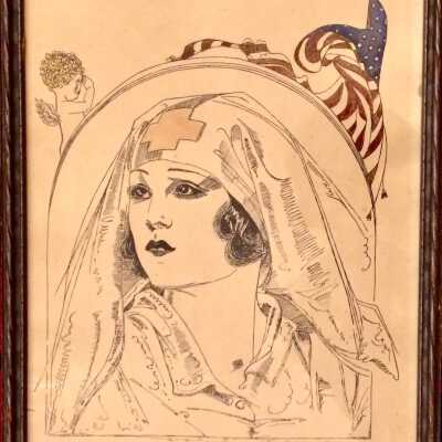 Drawing of a WW-I nurse, by Robert Lamborn, 1918