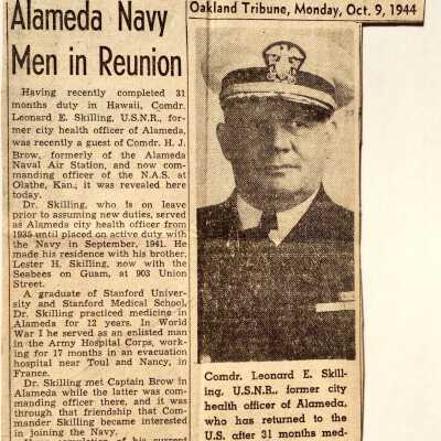 Clipping 'Alameda Navy Men in Reunion", event at NAS, 1944