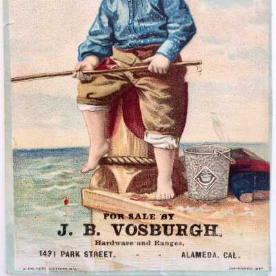 Adertising card for J. B. Vosburgh, Hardware and Ranges, c. 1890